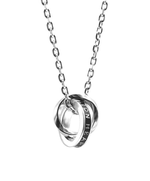 

LION HEART Necklace Logo Double Ring Stainless Steel 316L 50cm Silver x Black LH-1 Necklace/Surgical (Metal Hypoallergenic)