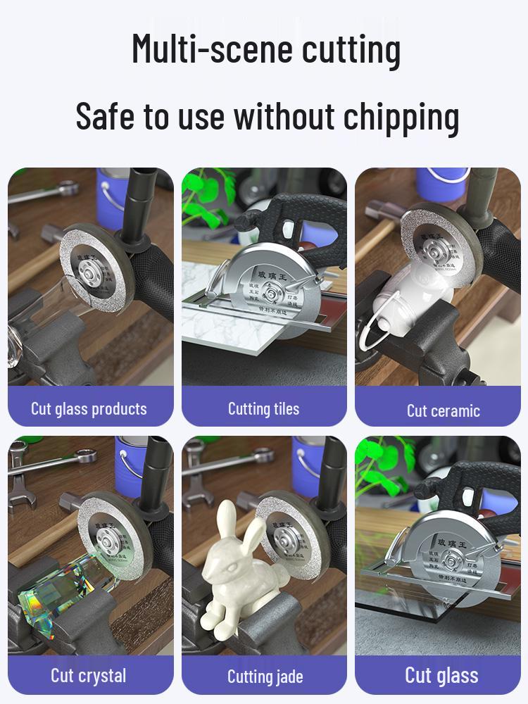 Glass King Brazed Diamond Cutting Disc for Angle Grinders - Ideal for Tile, Jade, Stone, Grout Removal, Grinding, and Dry Cutting