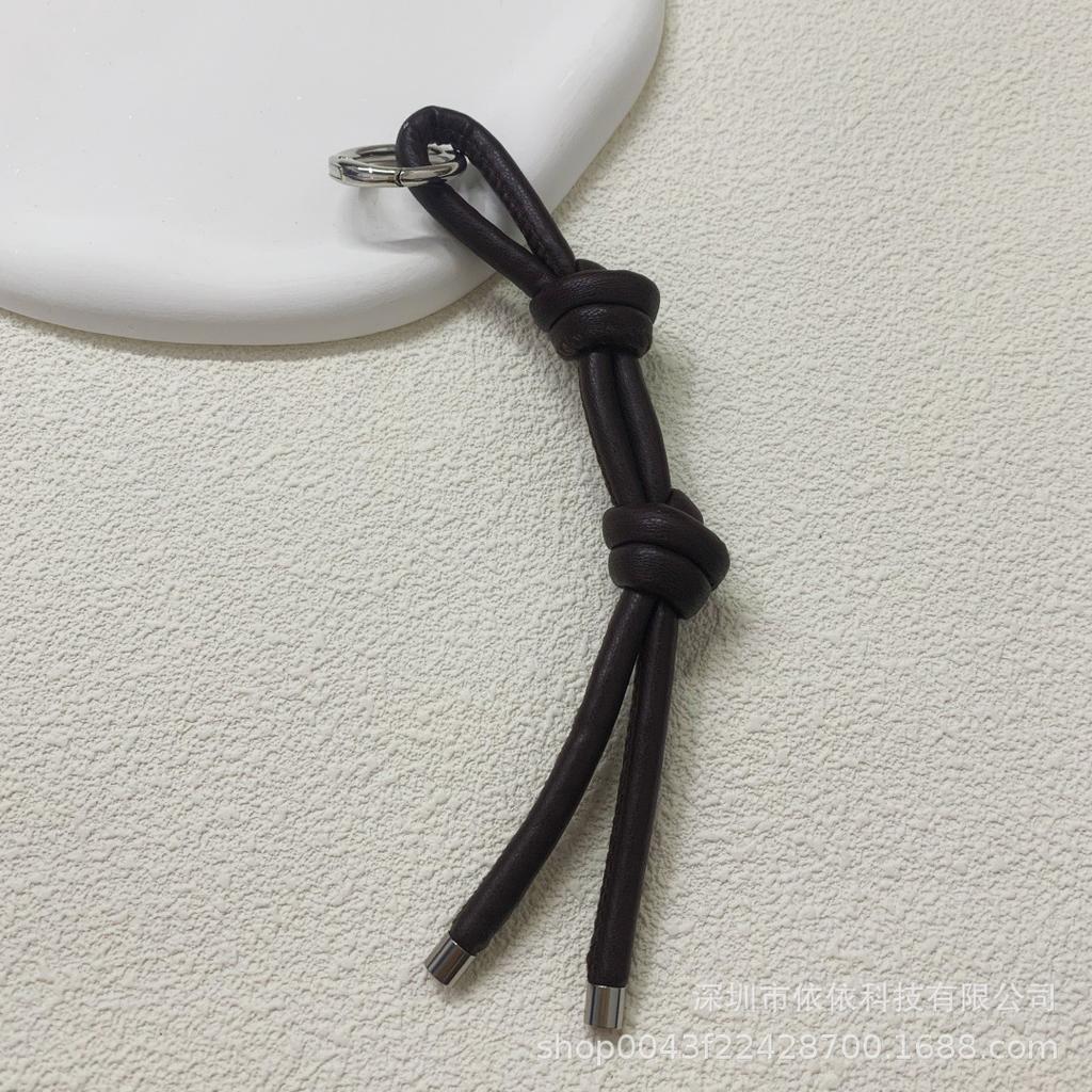 New DIY Leather Keychain Pendant Niche Simple Candy Color Leather Rope Woven Bag Pendant Is Versatile and Casual