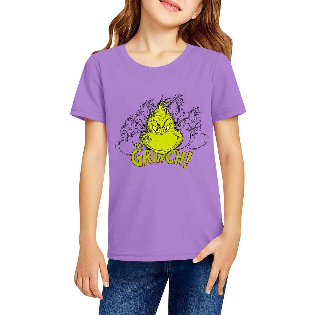 Fashionable Round Neck Short Sleeve Work Clothes Printed Tops For KID Summer Tops