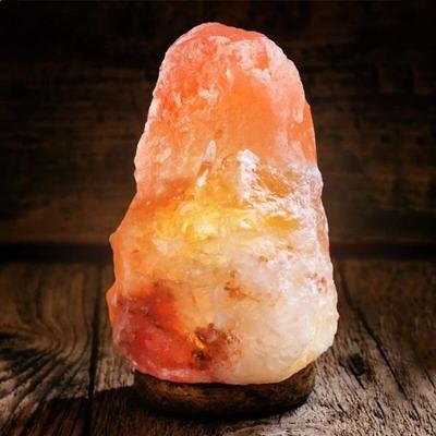Natürliche Himalaya-Salzlampe, Holzsockel, Intensitätseinstellung