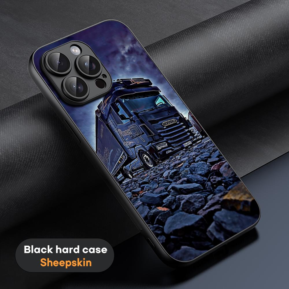 D-dafs Logo Car Logo Fashion Pattern Phone Case For iPhone 16 15 14 13 12 11 Plus Pro Max Limited Black Hard Case Sheepskin