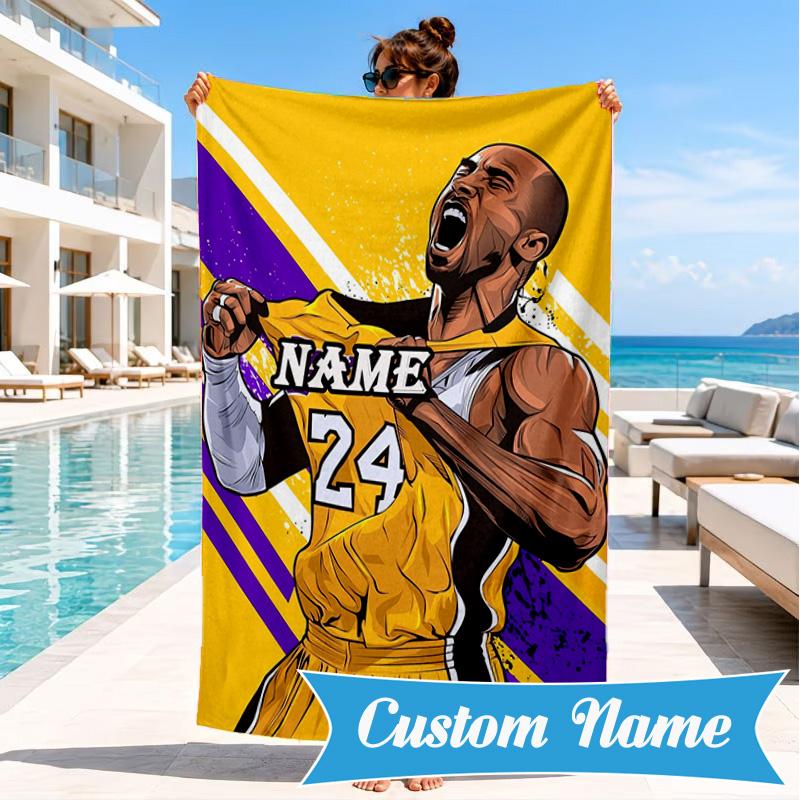 Custom Name James Legacy Sports Beach Towel Microfiber Beach Towel, Lightweight and Quick-Dry, for Summer Travel, Swimming Pool Gift