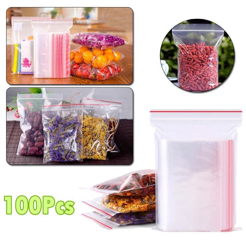 100pcs With Clear Window Reusable Zip Lock Self Sealing Storage Bag Home Kitchen 100pcs With Clear Window Reusable Zip Lock Self Sealing Storage Bag Home Kitchen