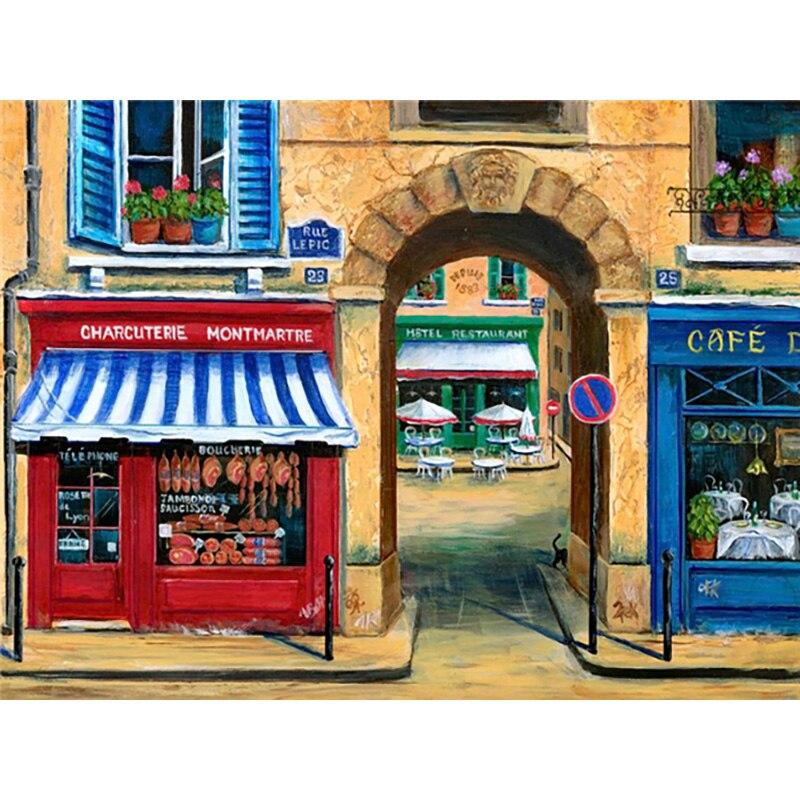 

Новий 5D DIY Алмазний живопис Вид на вулицю Алмазна вишивка Пейзаж Вишивка хрестиком Повне кругле свердло Домашній декор Ручний подарунок Full Round 20x25CM