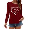Tshirts For Women Long Sleeve,Round Sleeve Vertical Cross Casual Graphic Shirt,