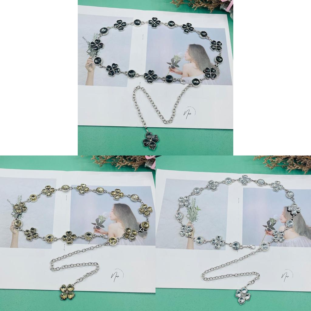 Metal Crystal Waist Chain With Water Diamond Embellishments For Elegant Women
