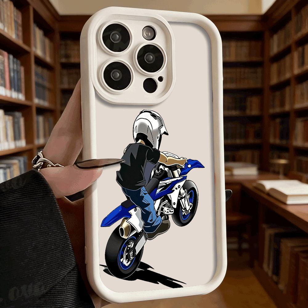 Rider on Blue Dirt Bike Shockproof Soft Phone Case For Xiaomi Redmi Note 15 14 13 12 11 10 9 8 Pro Anti-Slip Anti-Fall Cover