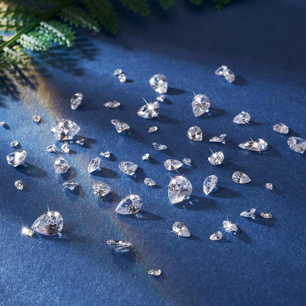 FASHEWELRY 315Pcs Faceted Cubic Zirconia Cabochons Transparent Imitation Diamond Beads Teardrop Shape Crystal Rhinestone Cabochon for DIY Jewelry