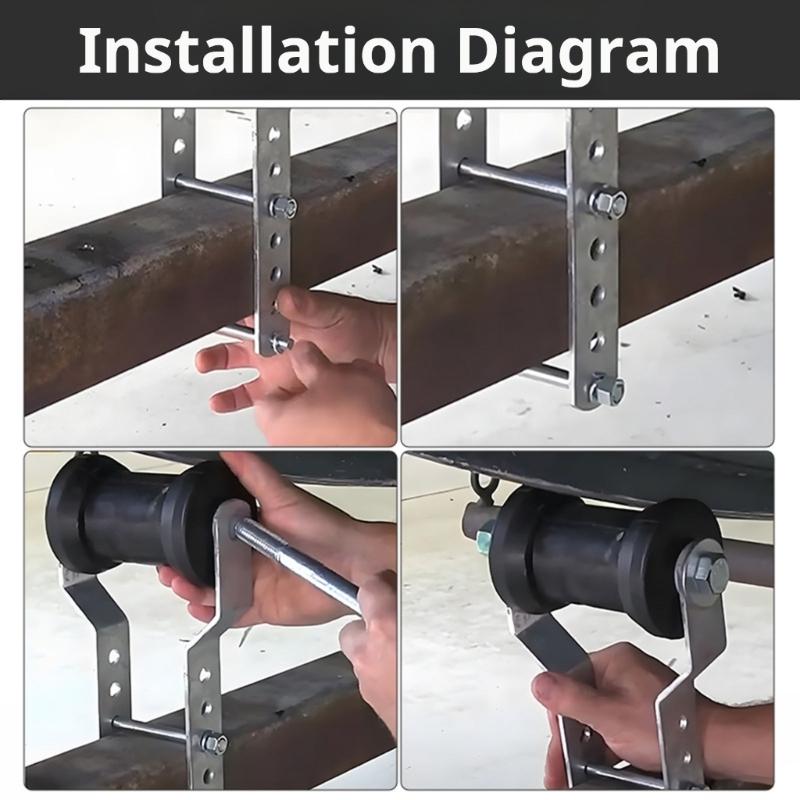 Heavy Duty Boat Trailer Roller with Sturdy Steel Frame Rubber Marine Keel Roller Bracket Assembly for Easy Installation