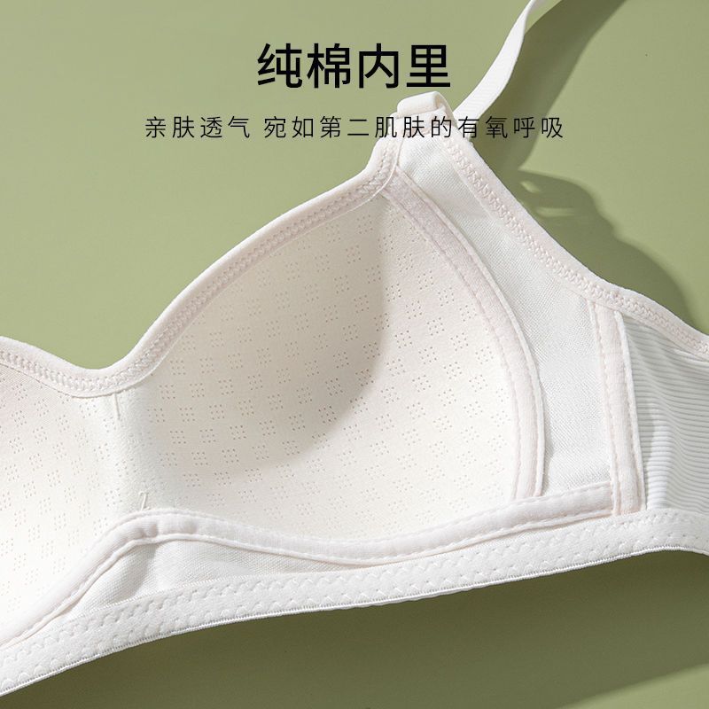 Girls' Underwear College Students Gather Small Breasts Without Steel Rings, Female Development Period Cotton Spring and Summer Seamless Thin Bras
