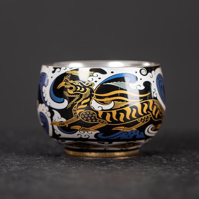 Chaxun Gilded Silver Four Elephants Zen Master Teacup