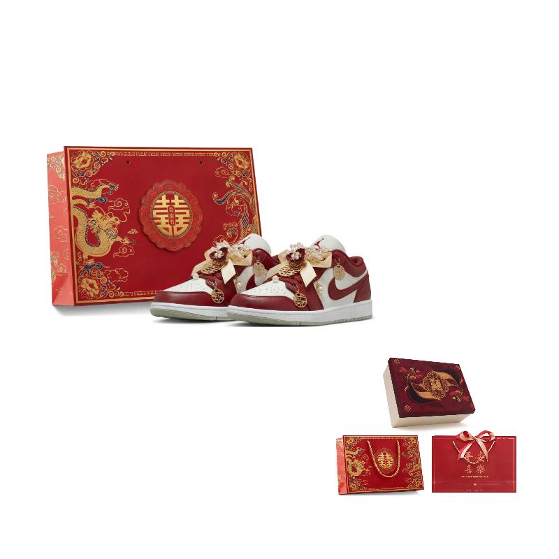 Jordan Air Jordan 1 Perfect Match Eternal Bond, Formal Attire, Wedding Shoes Slip Resistant Lightweight Low Top 553560-133(Team2070-S-BOX)