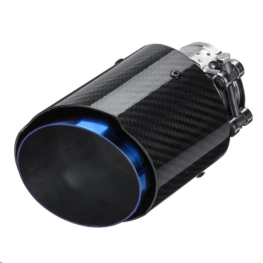 63mm-89mm Glossy Carbon Fiber Exhaust Tips Universal Car Exhaust Pipe Blue