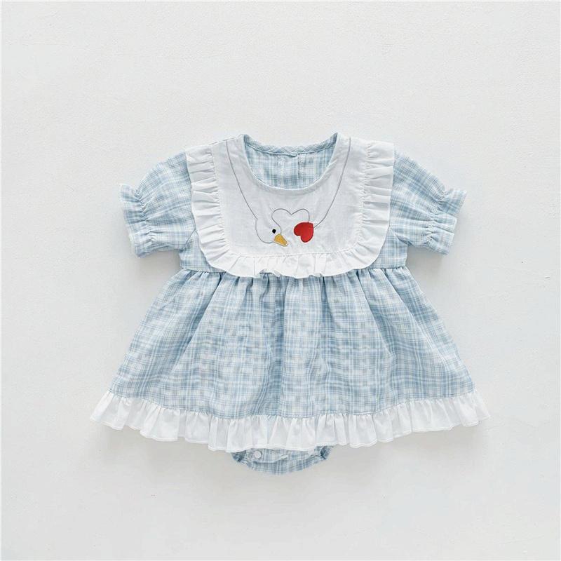 

Летнее милое детское платье, синее клетчатое боди для маленьких девочек, милая одежда для девочек 66