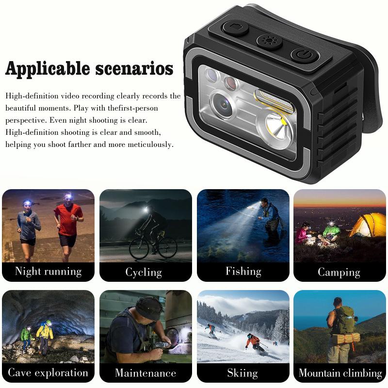 1080P Sports Camera Head Mounted Lighting Camcorders with WIFI Action Cam Video Recorder Bodycamear For Camping and Cycling