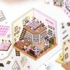 4-teiliges DIY-Szenenaufkleber-Set, 3D-Miniaturhaus-Aufkleber, wiederverwendbar, einfach zu verwendende DIY-Projekte, Buchhandlungs-Szenenaufkleber