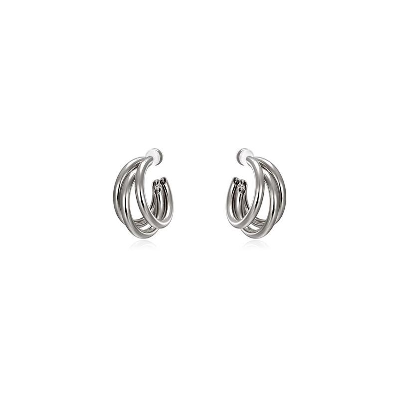 BOONEE 925 Silver Gold Circle Stud Earrings - Elegant European & American Design