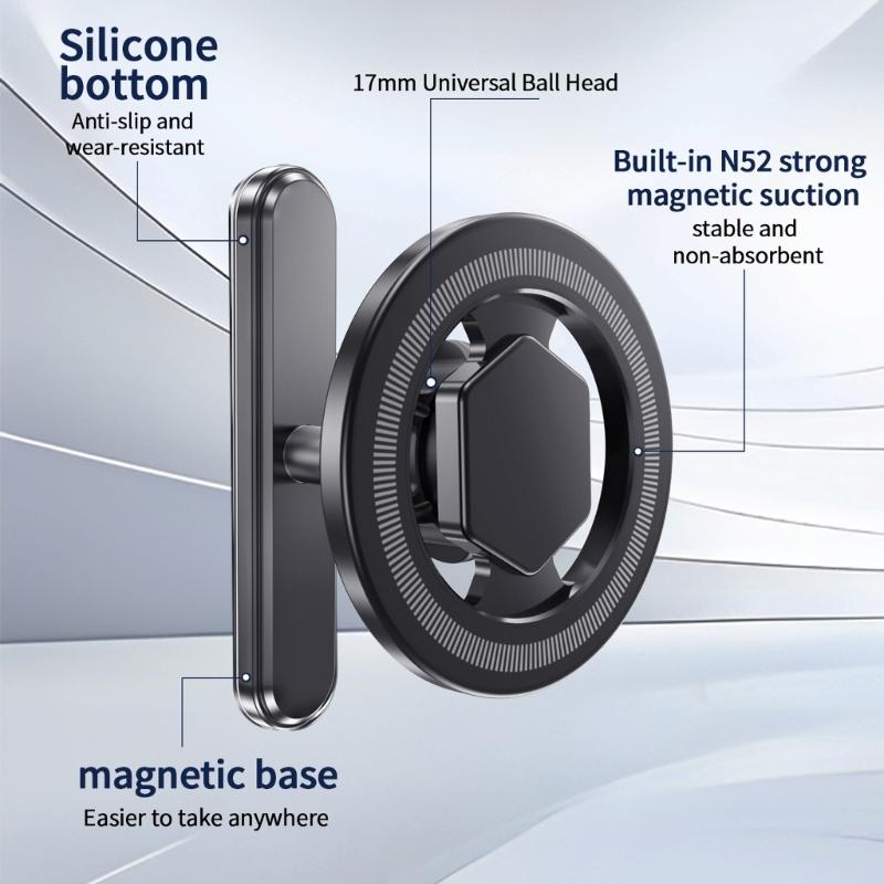 Magnetic Base Phone Mount Bracket Universal for Most Mobile Phone Rotating Aluminum Stand Holder for GYM Metal Surfaces