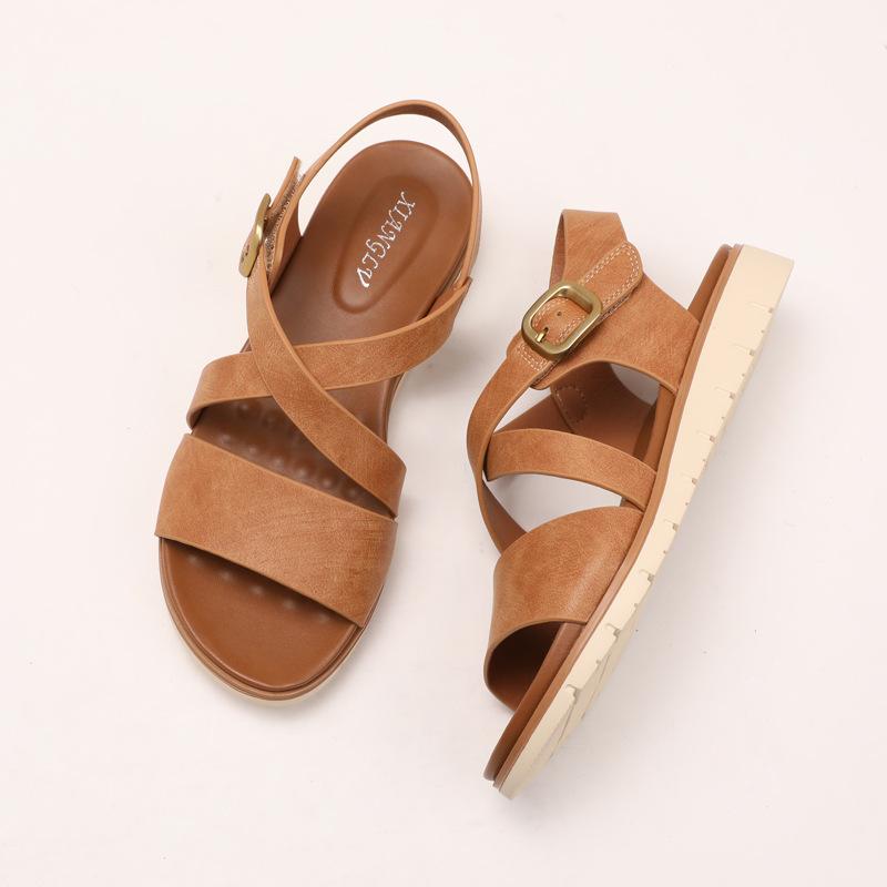 Summer Soft-soled One-strap Roman Shoes for Women with Wedge Heels