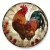 High Definition Metal Tin Sign Set Colorful Rooster Themed Round Wall Art Decor for Farmhouse Kitchen and Country Style Home Dec