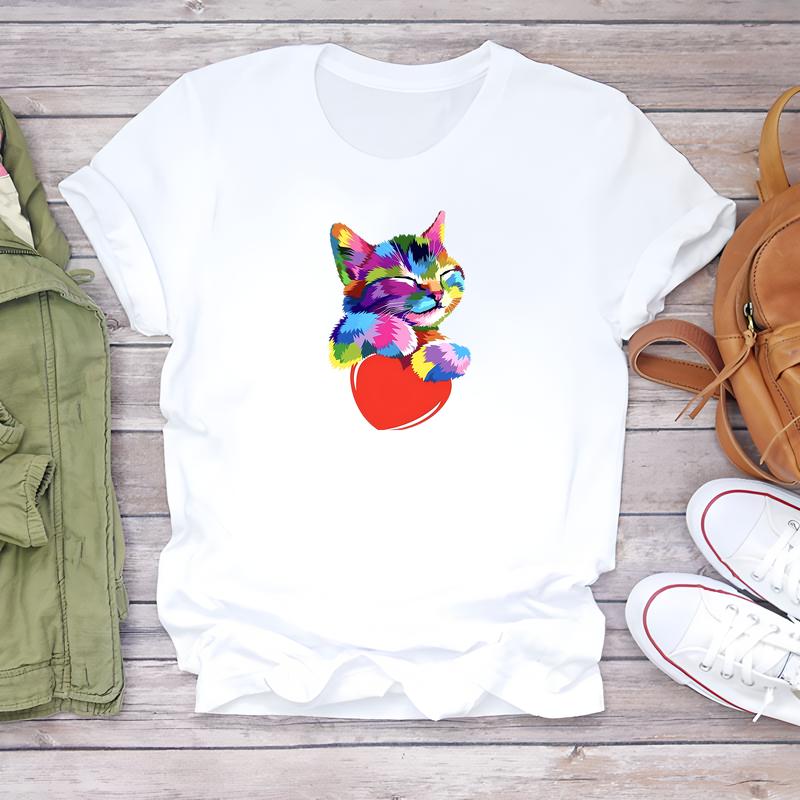 Cute and trendy women's short-sleeve T-shirt, perfect for summer daily fashion.