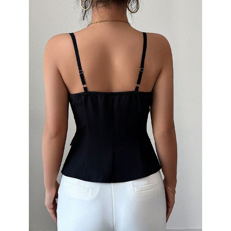Women Clothes Solid High Sense Fashion Black Tube Top Summer New European and American Temperament Sling Cardigan Vest Top