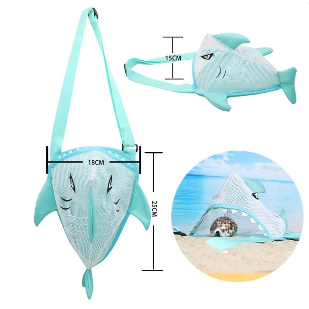New Cute Cartoon Kids Shark Beach Bag Lightweight Portable Mesh Storage Bag with Adjustable Strap Children's Crossbody Bag