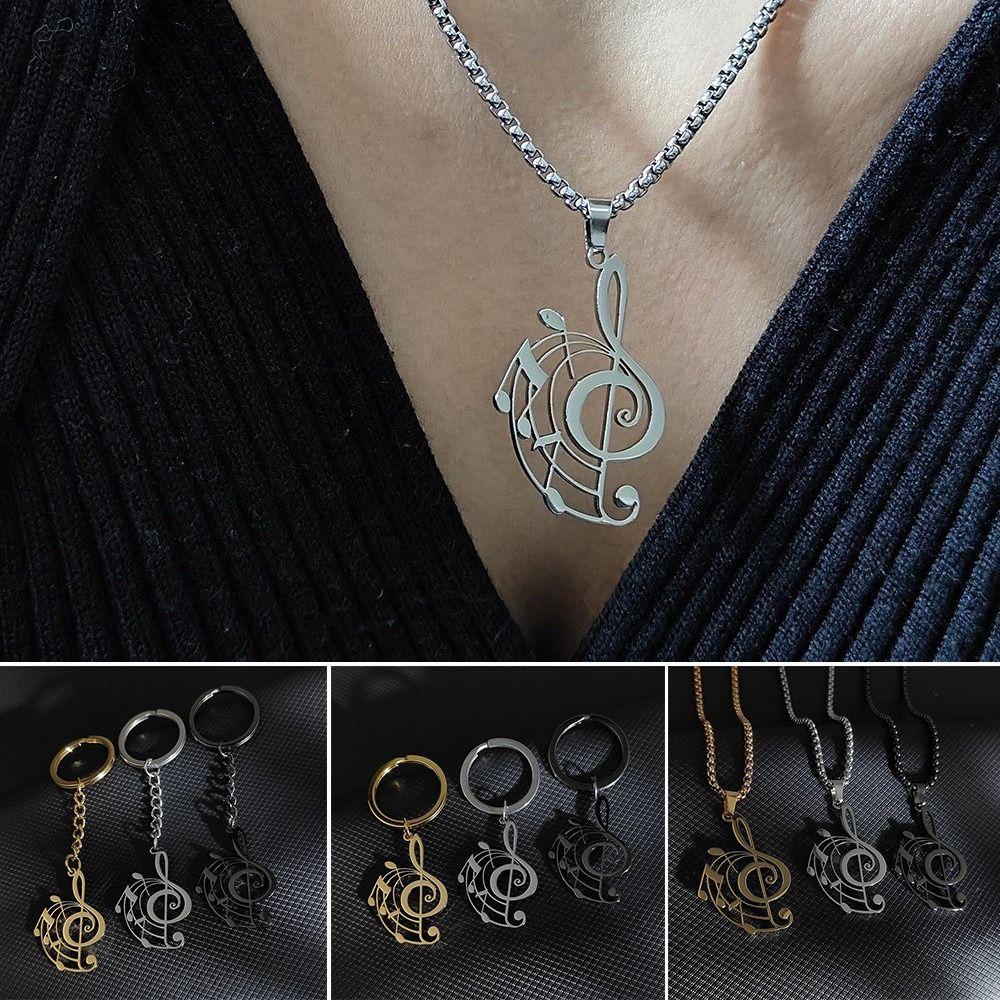 Lightweight Treble Clef Necklace Hollow Design Musical Note Charm Pendant Jewelry  Music Lovers