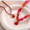 European and American Copper Inlaid Zirconia Apple Print Christmas Necklace for Girls