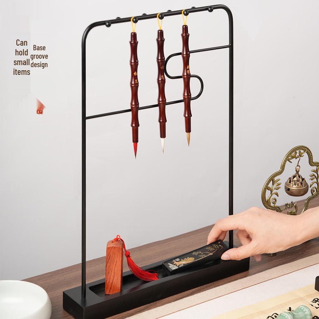 Auspicious Cloud Chinese Pen & Brush Holder – Wrought Iron Stand & Storage Rack