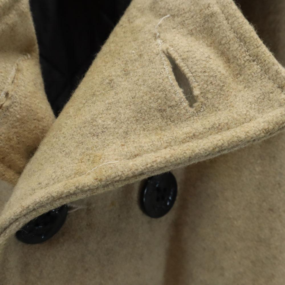 melton 70s Made in USA Vintage wool pea coat L beige Quilted back Women Used