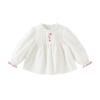 DAVE & BELLA Girls' Long Sleeve Embroidered Collar Shirt