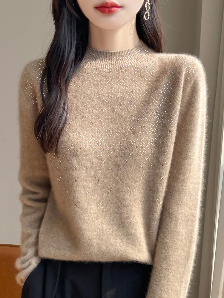 Women's Cashmere Sweater Qinghe Cashmere 30% Cashmere 70% Wool Autumn and Winter Cashmere Pullover Soft and Warm