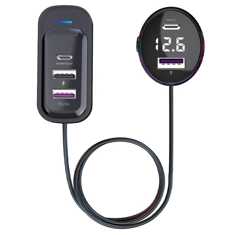 

YQ4 Car Charger 5 Ports Charging Adapter with 1.5m Cable for Back Seat Charging