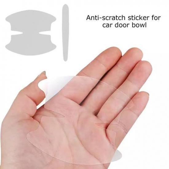 8 Pcs Vinyl Door Handle Bowl Accessories Protector Film Transparent Sticker Car