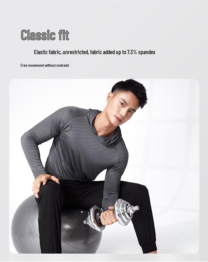 Men's Quick-Dry Hooded Training Suit - Long Sleeve Track & Field Running T-Shirt