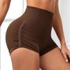 Women's Fashion Solid Color Wrinkled Hip Lifting Yoga Shorts Quick Drying Breathable Sports Fitness Tight High Waist Three Part Yoga Shorts