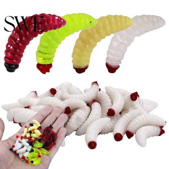 Artificial Lure 50Pcs Worm Shape Lifelike PVC Soft Bait Eco-friendly Fish for Freshwater