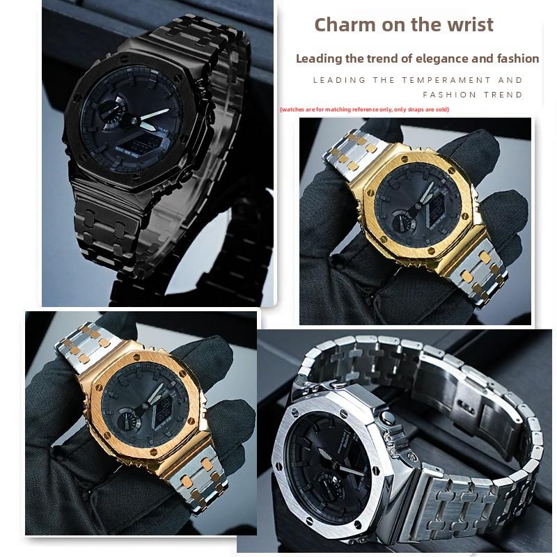 Für Casio Farmhouse Oak GA-2100 GA-2110 GA-B2100 Modifiziertes Edelstahl-Armband Metallgehäuse Lünette GM2100 Armband 16mm
