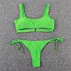 Dames badetøy ensfarget hjerte sexy utskjæring bikini sideknyting brasiliansk strandtøy badebukser