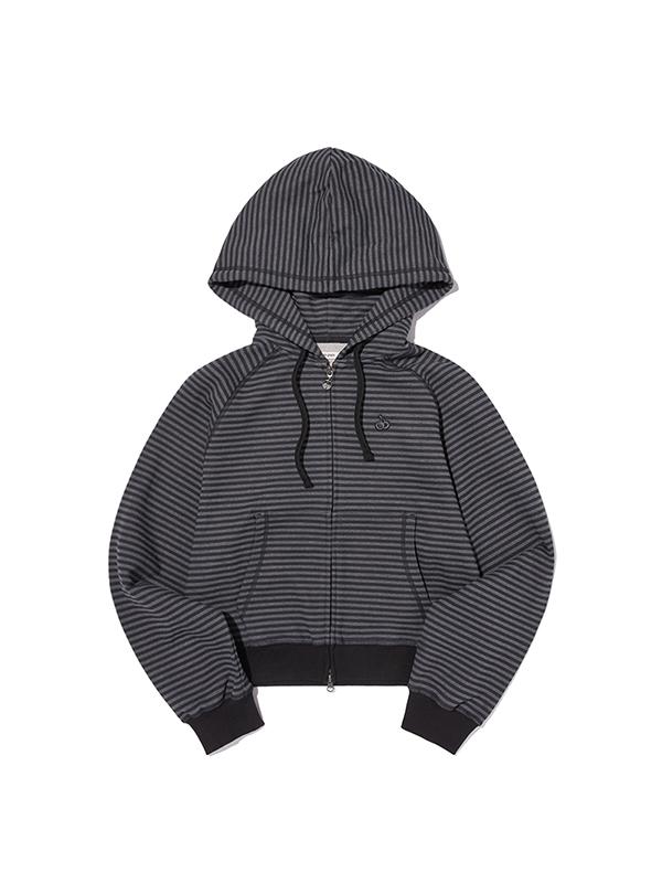 Kirsh Striped Zip-Up Hoodie [Black]