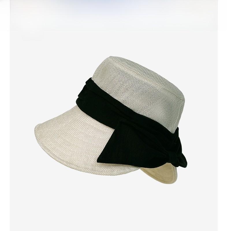 Wide Brim Cotton Linen Fisherman Hat With Bow Decoration For Summer And Spring Outings