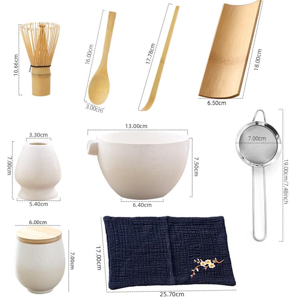 9PCS Matcha Tea Set Whisk Japanese Matcha Tea Whisk Set Holder for Tea Lovers Tea-Making Tools Kitchen Accessories Ceramic Gift
