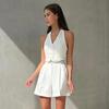1116 Summer New Commuter Fashion Halter Neck Vest Suit Women's Simple White Top Shorts Two-piece Set