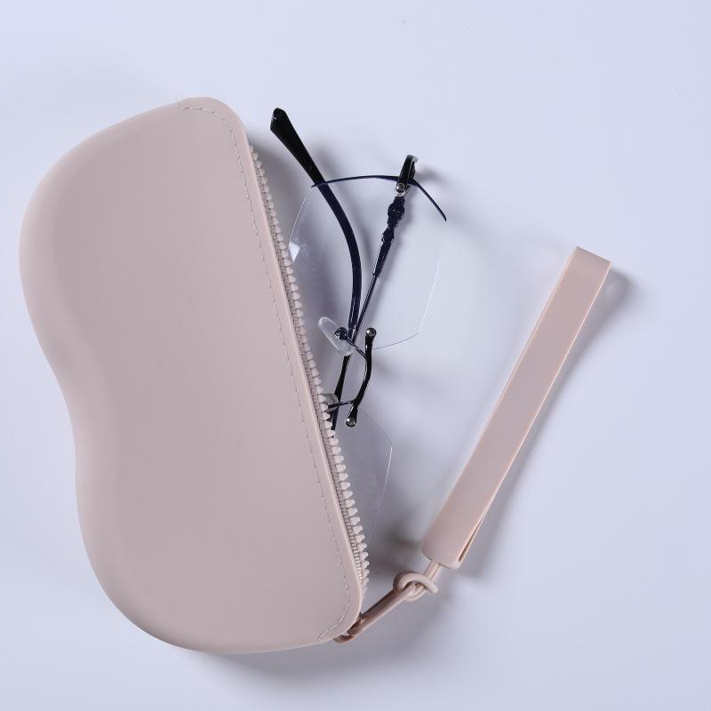 Women Girls Dustproof Glasses Box for Women Men Solid Colour Silicone Zipper Glasses Storage Waterproof Bag Cosmetic Coin Bag