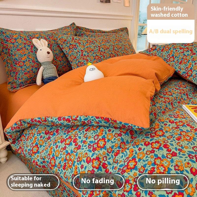 Bedding Four-piece Set, Washed Skin-friendly and Breathable Sheets, Quilt Covers, Pillowcases, Sets