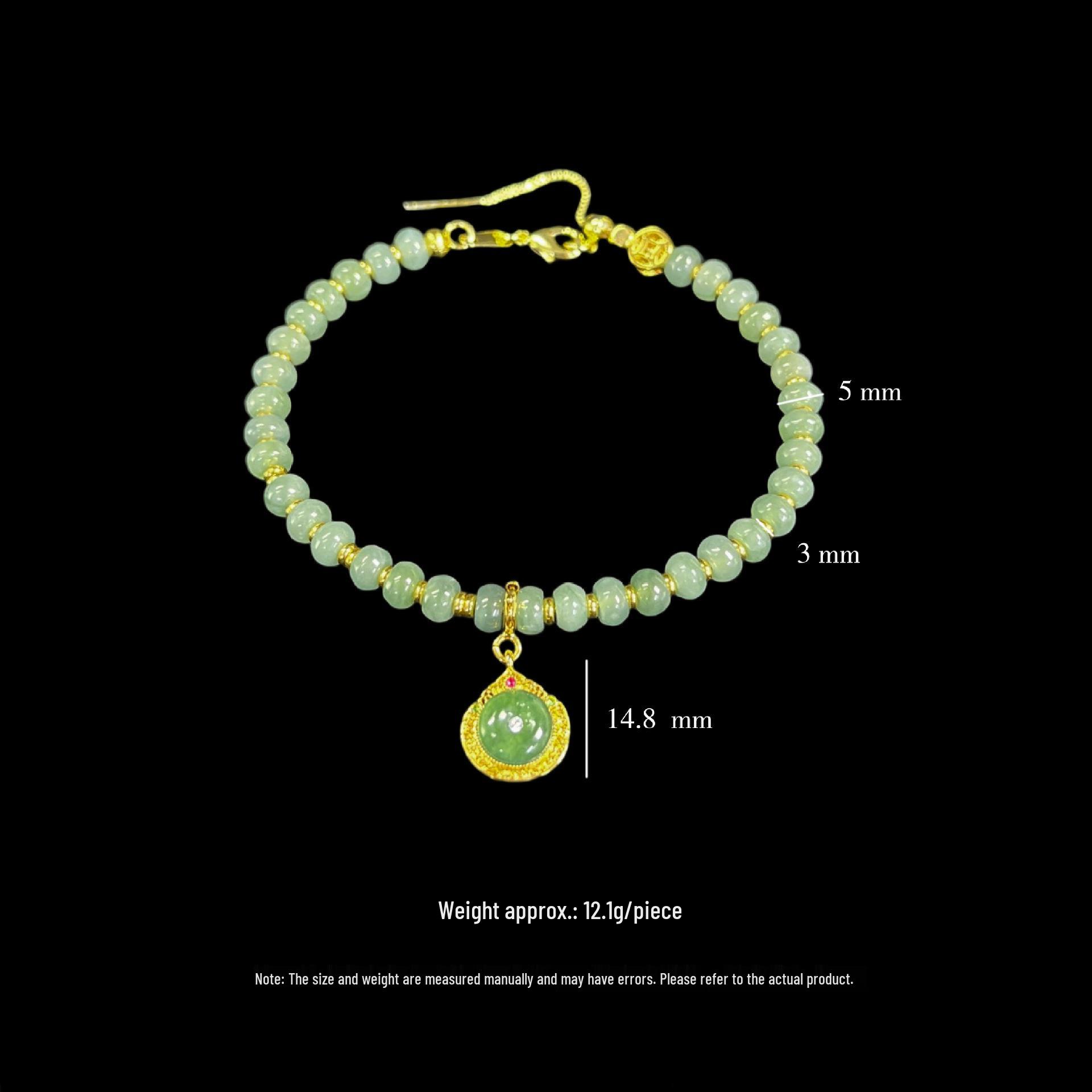 Jade Ping An Kou Chinese Women s Luxury Gold-Plated Bracelet with Strong Color Retention