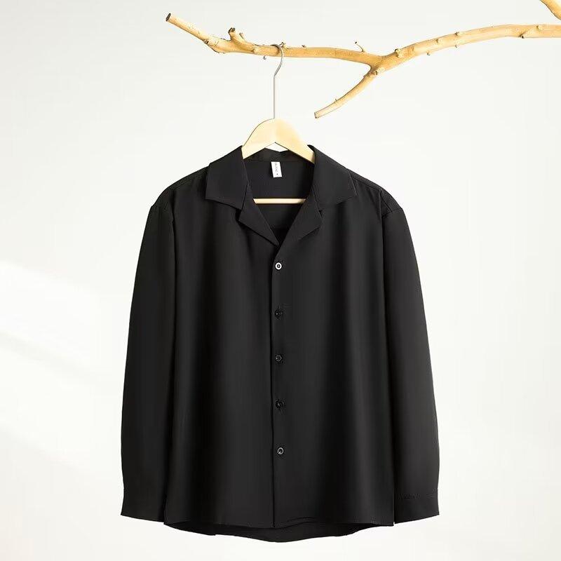 Men's long-sleeved shirt solid color shirt men's slim fit large size shirt jacket