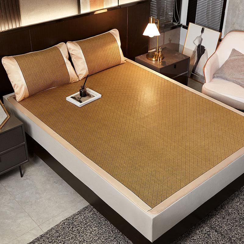 2026 Cooling Rattan Ice Silk Mat Set for Double Bed - Foldable 3-Piece Summer Air Conditioning Mat